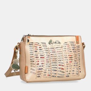 Bandolera tres compartimentos dorada Nature Pachamama