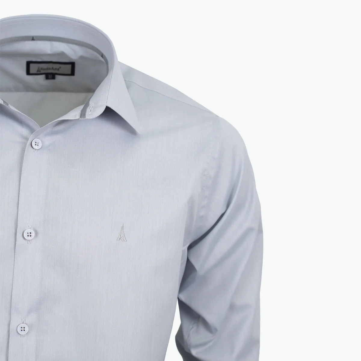 Camisa Slim Fit Manga Larga Gris Claro - Kosta Azul - Imagen 3