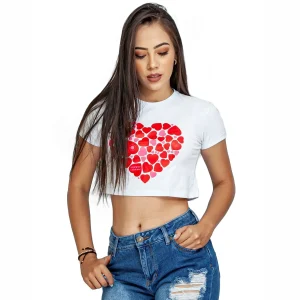 Crop Top Blanco Corazones