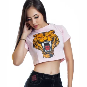 Crop Top Rosado Tigre Colmillos